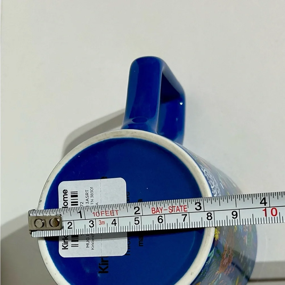 Coffee Mug Cup Ceramic Blue Handle Floral Letter J Kirkland’s Home 4x5.5x4